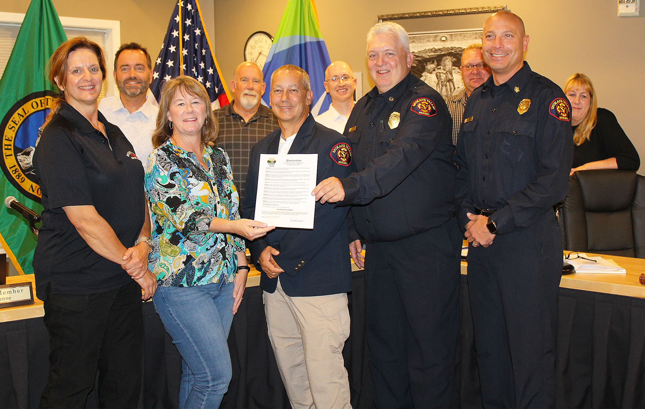 Liberty Lake City Council with representatives of Spokane Valley Fire Department