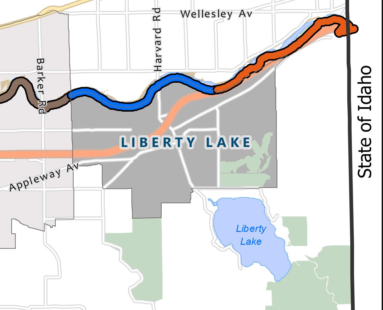 Centennial Trail Map - Liberty Lake portion