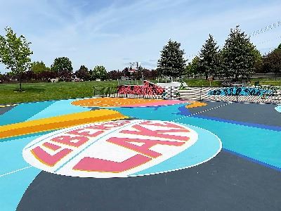 Image of Basketball Court Mural at Pavillion Park.