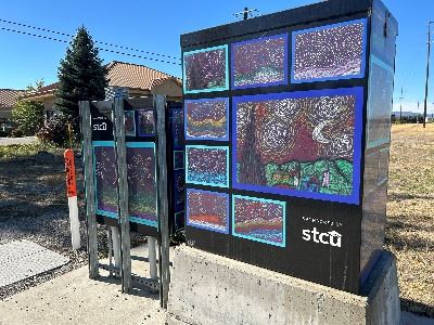 Image of a wrapped Signal Box with Starry Night Images