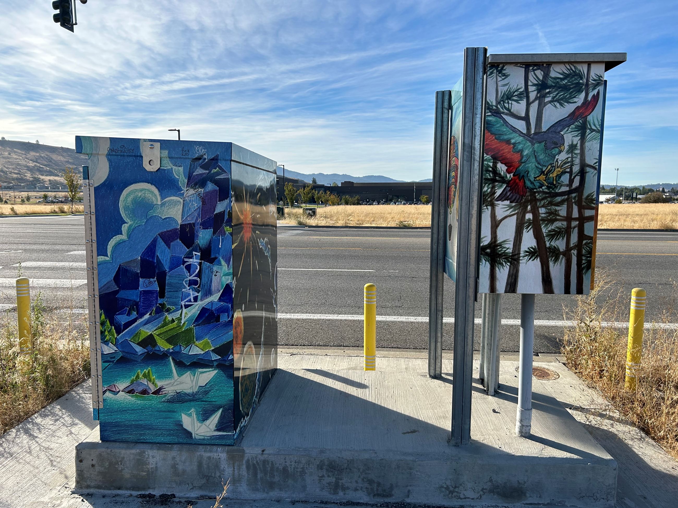 Image of Signal Box Wrapped in colorful art.