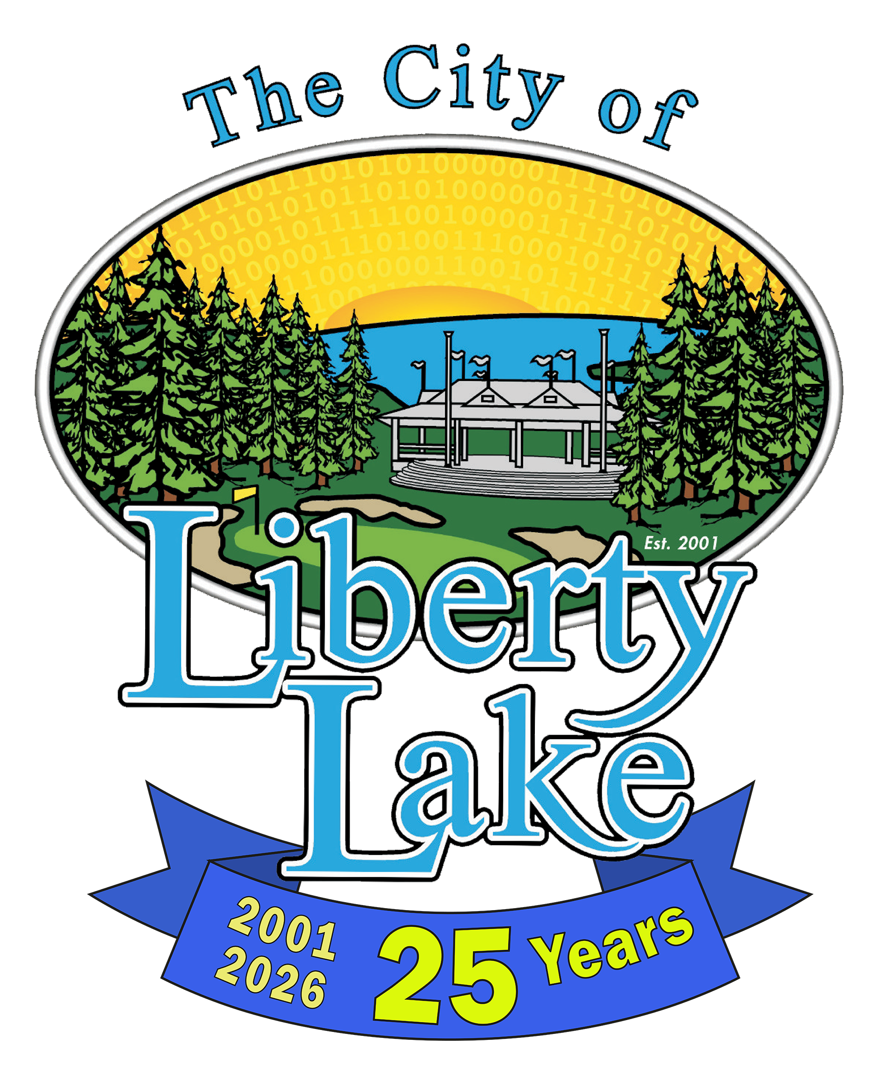 City of Liberty Lake Logo with 25 years ribbon